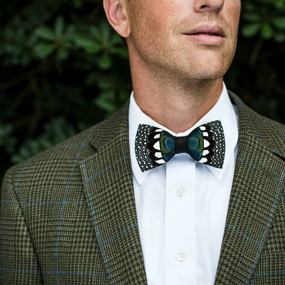 Cheap ๐งจ Edisto - Brackish Guinea & Pheasant Feather Bow Tie ๐ 6 Edisto - Brackish Guinea & Pheasant Feather Bow Tie
