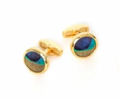 Brackish Capers - Peacock Feather Cuff Links Men