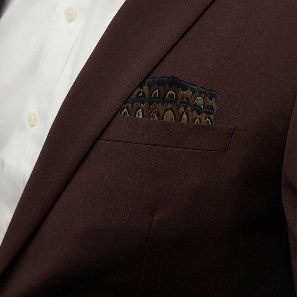 Promo 🥰 Brackish Constan - Pheasant Feather Pocket Square Men ⭐ 6 Brackish Constan - Pheasant Feather Pocket Square Men