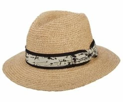 Jackson - Brooklyn Natural Raffia Braid Straw Fedora Hat W/ Stained Ribbon - BKN1524