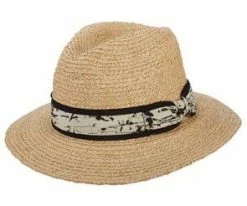 Jackson - Brooklyn Natural Raffia Braid Straw Fedora Hat W/ Stained Ribbon - BKN1524