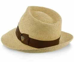 Hot To Trot - Dobbs Natural Twisted Panama Fedora Hat (Brown Band)
