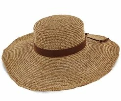 Men Island Time - Scala LR685OS Tea Crocheted Raffia Straw Boater Hat