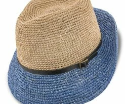 Men Manu - Scala LR687 Tea Crocheted Raffia Straw Fedora Hat