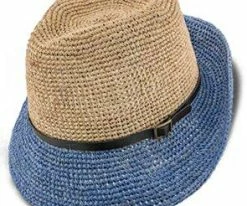 Men Manu - Scala LR687 Tea Crocheted Raffia Straw Fedora Hat