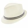 Starboard - Tropical Trends LS208 Paper Braid Straw Fedora Hat W/ Anchor Button Hat Pin Men