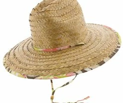 Dorfman Pacific Palm Island - Natural Buri Braid Lifeguard Wide Brim Hat