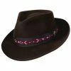 Men Wisdom - Brown Wool Felt Santana Teardrop Fedora Hat - SAN152