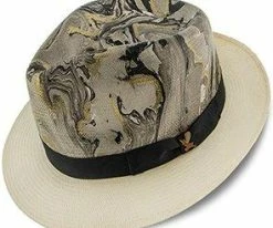 Luminosity - Santana Multi-Colored Swirl Shantung Straw Fedora Hat Men