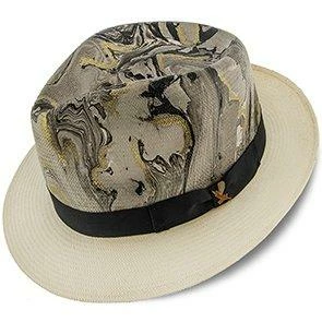 Hot Sale ⌛ Luminosity - Santana Multi-Colored Swirl Shantung Straw Fedora Hat Men ✔️ 1 Luminosity - Santana Multi-Colored Swirl Shantung Straw Fedora Hat Men