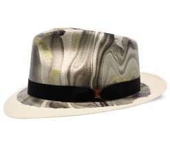 Hot Sale ⌛ Luminosity - Santana Multi-Colored Swirl Shantung Straw Fedora Hat Men ✔️ 14 Luminosity - Santana Multi-Colored Swirl Shantung Straw Fedora Hat Men