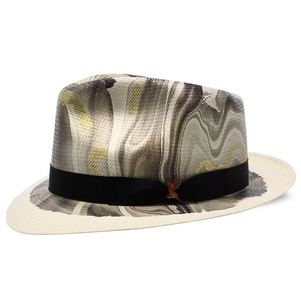 Hot Sale ⌛ Luminosity - Santana Multi-Colored Swirl Shantung Straw Fedora Hat Men ✔️ 5 Luminosity - Santana Multi-Colored Swirl Shantung Straw Fedora Hat Men