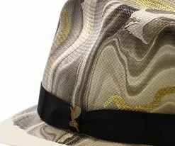 Hot Sale ⌛ Luminosity - Santana Multi-Colored Swirl Shantung Straw Fedora Hat Men ✔️ 16 Luminosity - Santana Multi-Colored Swirl Shantung Straw Fedora Hat Men