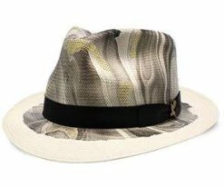 Hot Sale ⌛ Luminosity - Santana Multi-Colored Swirl Shantung Straw Fedora Hat Men ✔️ 19 Luminosity - Santana Multi-Colored Swirl Shantung Straw Fedora Hat Men