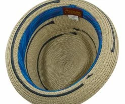 Joy - Santana Natural Tie Print Toyo Straw Fedora Hat Men