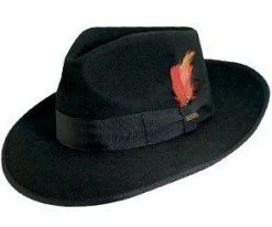 Men Zoot - Scala WF547 Black Wool Felt Zoot Fedora Hat