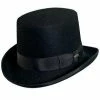 Lewis - Scala WF568 Black Wool Felt Top Hat - 5" Tall Men