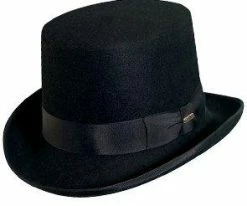 Lewis - Scala WF568 Black Wool Felt Top Hat - 5" Tall Men