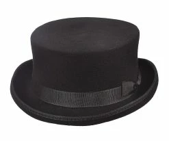 Men Hugo - Scala WF570 Black Wool Felt SteamPunk Top Hat