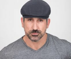 Men The Blazer - Walrus Hats Navy/Green Houndstooth Polyester Ivy Cap