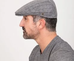Men Director - Walrus Hats Grey Plaid Polyester Ivy Cap
