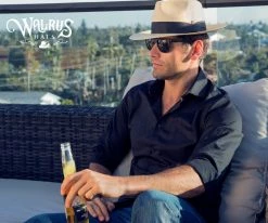 Big Catch - Walrus Hats Natural Paper Braid Straw Fedora Hat W/ Band Men