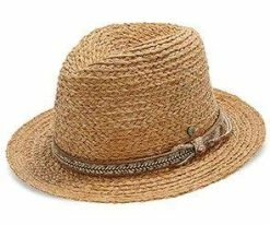 Paradise - Walrus Hats Natural Raffia Straw Fedora Hat W/ Braided Band Men