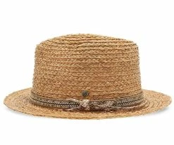 Paradise - Walrus Hats Natural Raffia Straw Fedora Hat W/ Braided Band Men