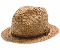 Paradise - Walrus Hats Natural Raffia Straw Fedora Hat W/ Braided Band Men