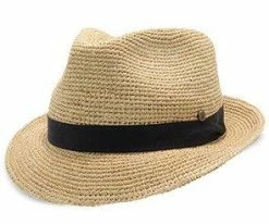 Cast Away - Walrus Hats Crocheted Raffia Straw Fedora Hat W/ Band