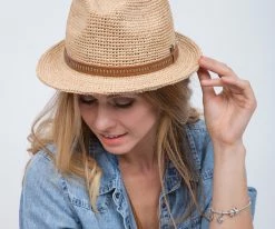 Cast Away - Walrus Hats Crocheted Raffia Straw Fedora Hat W/ Band