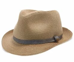 Men Sandbar - Walrus Hats Paper Braid Straw Fedora Hat W/ Grey Band