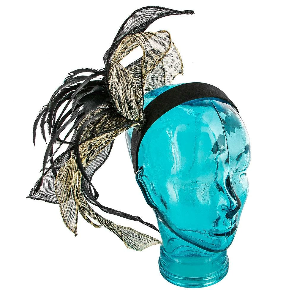 Promo ๐งจ Men Wings - Jeanne Simmons Animal Print Sinamay Fascinator Hat - 4414 ๐ 3 Men Wings - Jeanne Simmons Animal Print Sinamay Fascinator Hat - 4414