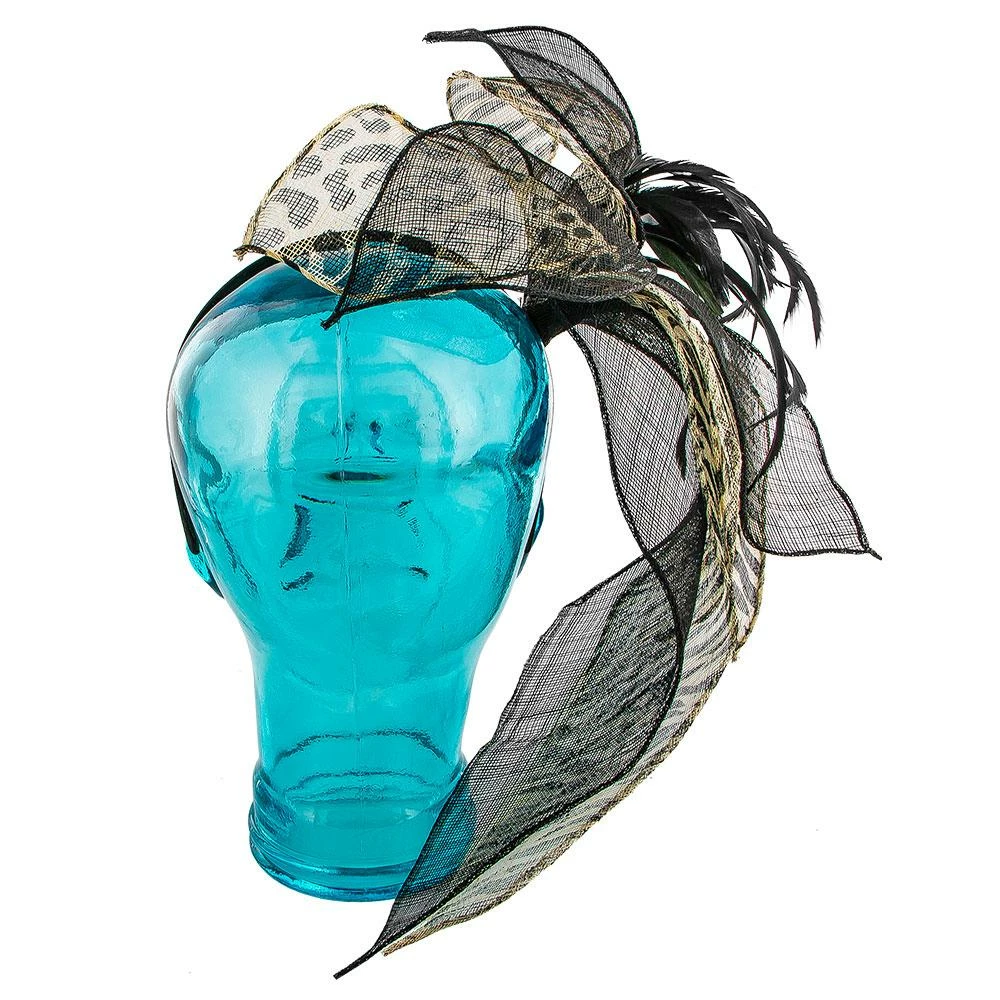 Promo ๐งจ Men Wings - Jeanne Simmons Animal Print Sinamay Fascinator Hat - 4414 ๐ 4 Men Wings - Jeanne Simmons Animal Print Sinamay Fascinator Hat - 4414