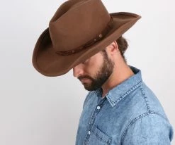 Men Shetland - Walrus Hats Dark Brown Wool Felt Cowboy Hat - H7013