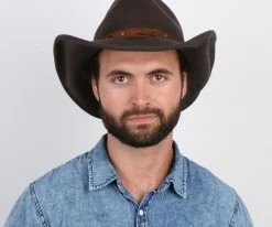 Men Shetland - Walrus Hats Dark Brown Wool Felt Cowboy Hat - H7013