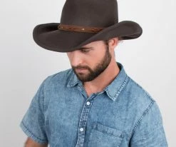 Men Shetland - Walrus Hats Dark Brown Wool Felt Cowboy Hat - H7013