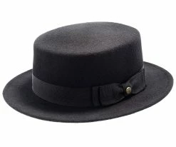 Men Whistler - Walrus Hats Black Wool Felt Pork Pie Hat - H7016
