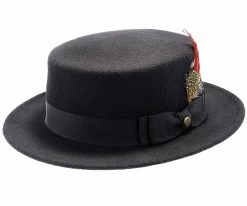 Men Whistler - Walrus Hats Black Wool Felt Pork Pie Hat - H7016