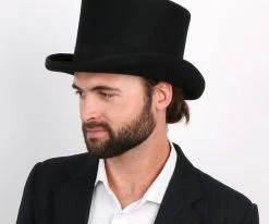 Mad Hatter - Walrus Hats Wool Felt 6 In. Height Victorian Top Hat - H7020 Men