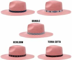 Men Walrus Hats Castle Pink Fedora Hat W/ Western Bands