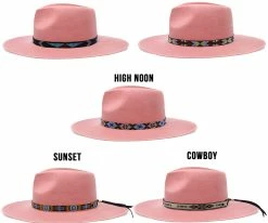 Men Walrus Hats Castle Pink Fedora Hat W/ Western Bands