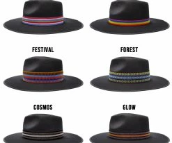 Men Walrus Hats Castle Black Fedora Hat W/ Festival Bands