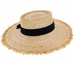 Cristobel - Brooklyn Natural Raffia Straw Boater Hat W/ Frayed Edge - BKN1521 Men