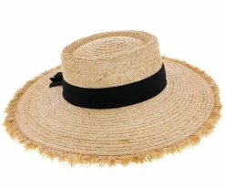 Cristobel - Brooklyn Natural Raffia Straw Boater Hat W/ Frayed Edge - BKN1521 Men