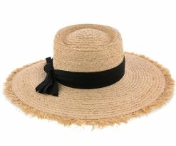 Cristobel - Brooklyn Natural Raffia Straw Boater Hat W/ Frayed Edge - BKN1521 Men