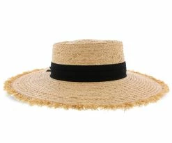 Cristobel - Brooklyn Natural Raffia Straw Boater Hat W/ Frayed Edge - BKN1521 Men