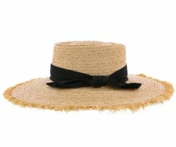 Cristobel - Brooklyn Natural Raffia Straw Boater Hat W/ Frayed Edge - BKN1521 Men