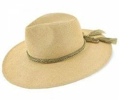 Palmara - Brooklyn Tea Straw Pinch Front Fedora Hat W/ Metallic Band - BKN1510 Men