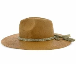 Palmara - Brooklyn Tea Straw Pinch Front Fedora Hat W/ Metallic Band - BKN1510 Men
